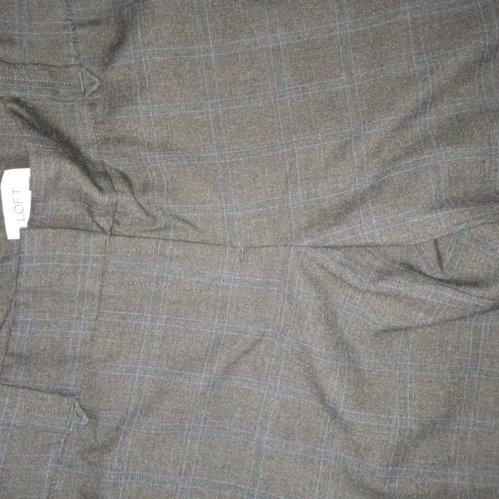 LOFT Charcoal Plaid Trousers Wide Leg Size 10 - Picture 5 of 5